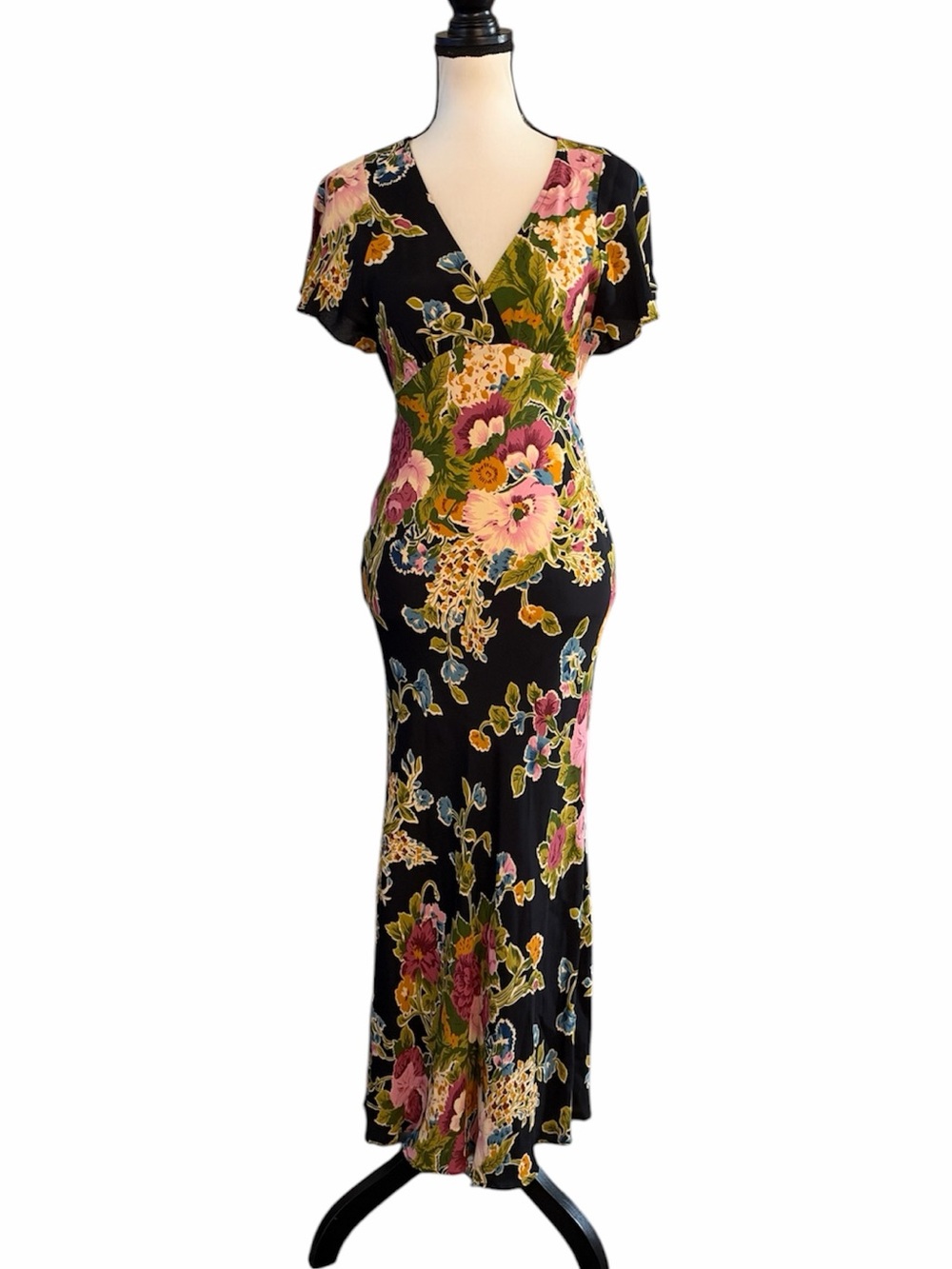 Vintage 90s Betsey Johnson Floral Grunge Maxi Dress